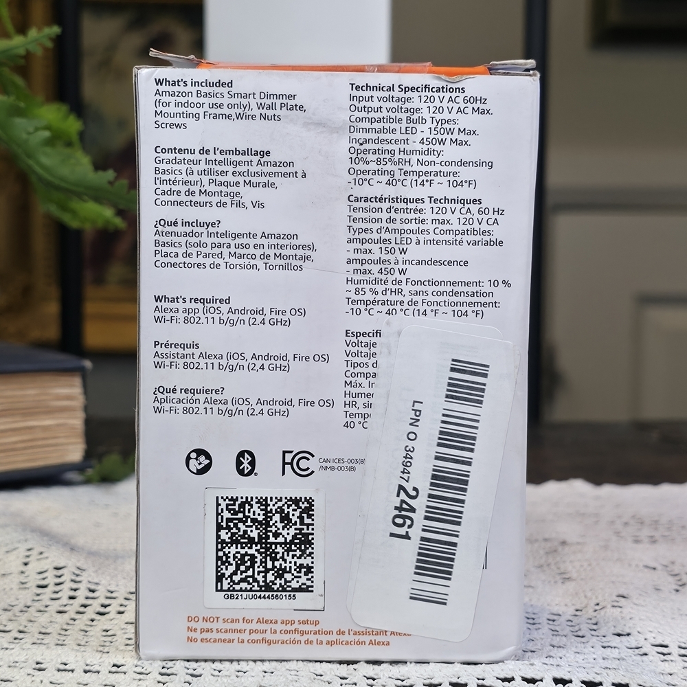 New Amazon Basics Smart Dimmer Switch Single Pole Alexa 450W Incandescent Wi-Fi - Picture 3 of 8